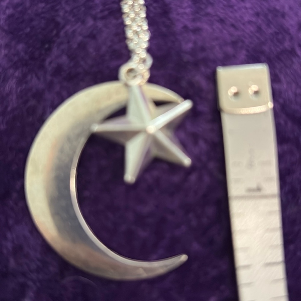 Silver Moon & Star Pendant Necklace - Women's Jewelry